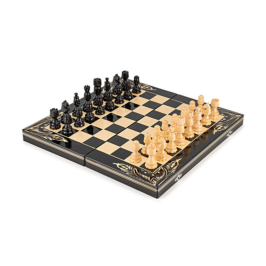 Chess Set - Black Hand-Carved Set - 44 cm