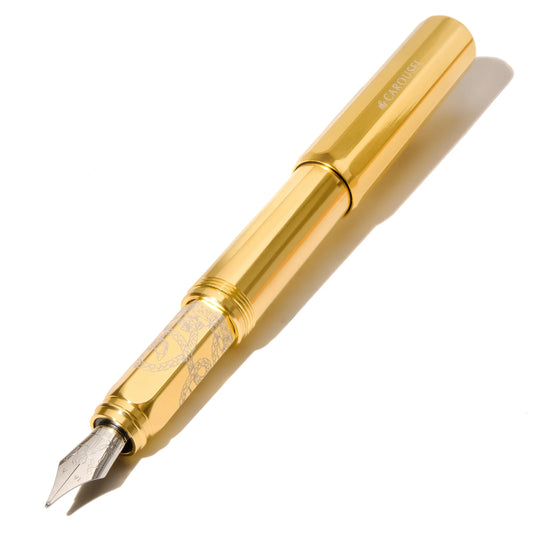 Ferris Wheel Press - Plaited Gold Tress Limited Edition - The Aluminium Carousel Fountain Pen