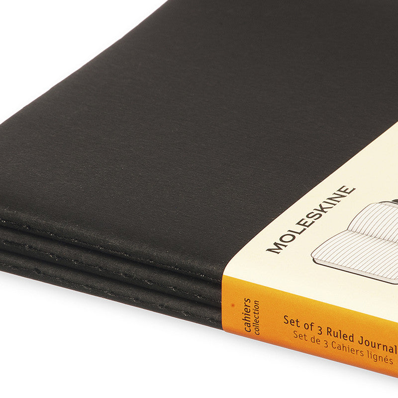 Moleskine - Cahier Notebook Set of 3 - Black Ruled/Lined Large
