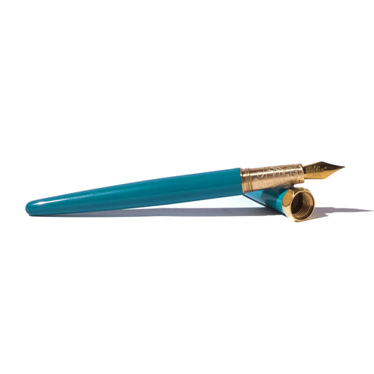Ferris Wheel Press - Printmaker's Teal Brush Fountain Pen - Gold Nib