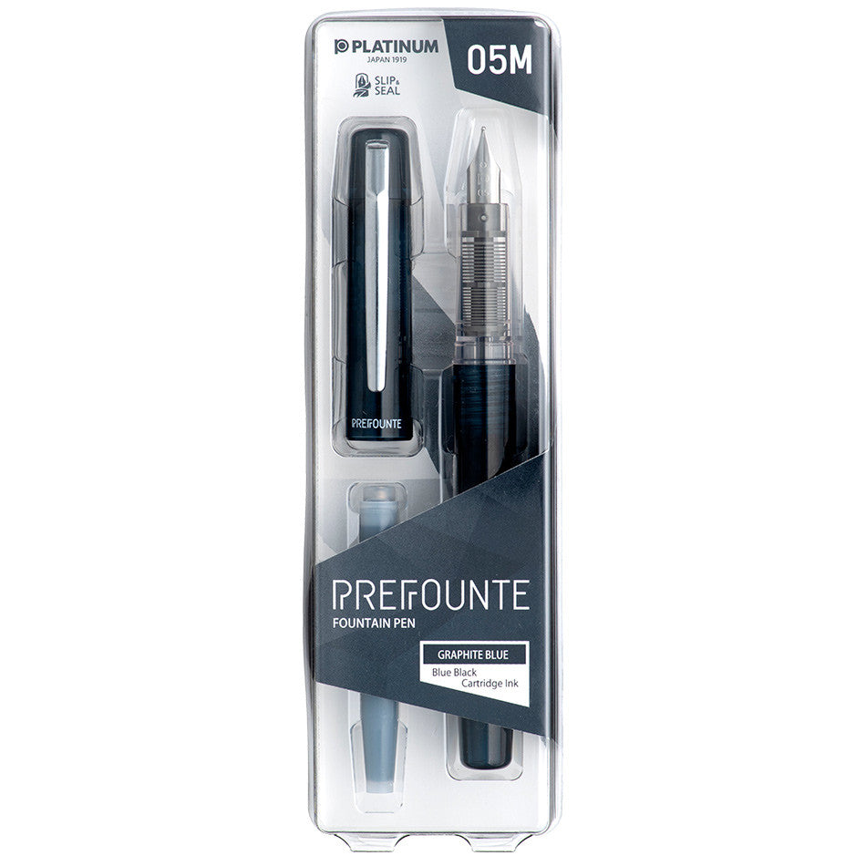 Platinum Prefounte Fountain Pen - Graphite Blue