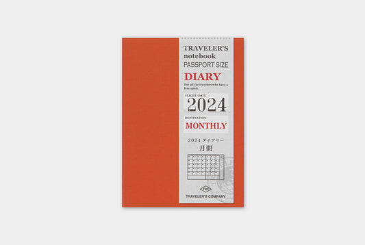 Traveler's Company Notebook Passport Refill - 2024 Monthly Diary