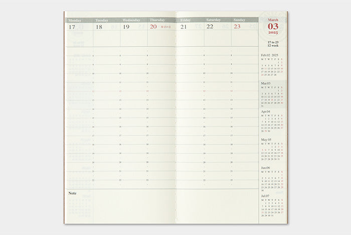 TRAVELER'S COMPANY Notebook Regular Refill - 2025 Weekly Vertical Diary