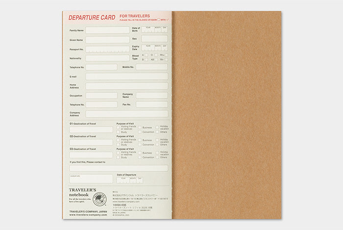 TRAVELER'S COMPANY Notebook Regular Insert - 2026 Monthly Diary