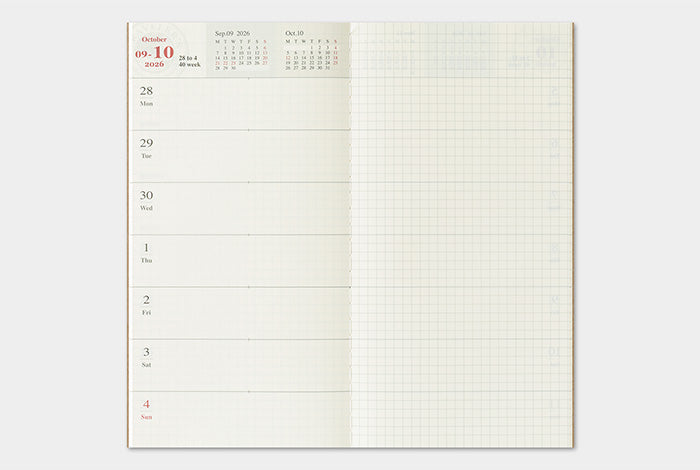 TRAVELER'S COMPANY Notebook Regular Refill - 2026 Weekly + Memo Diary