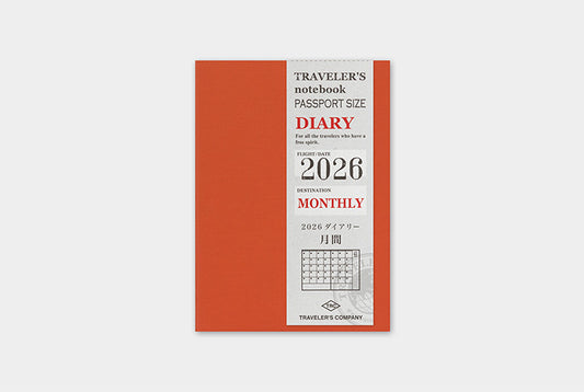 TRAVELER'S COMPANY Notebook Passport Refill - 2026 Monthly Diary