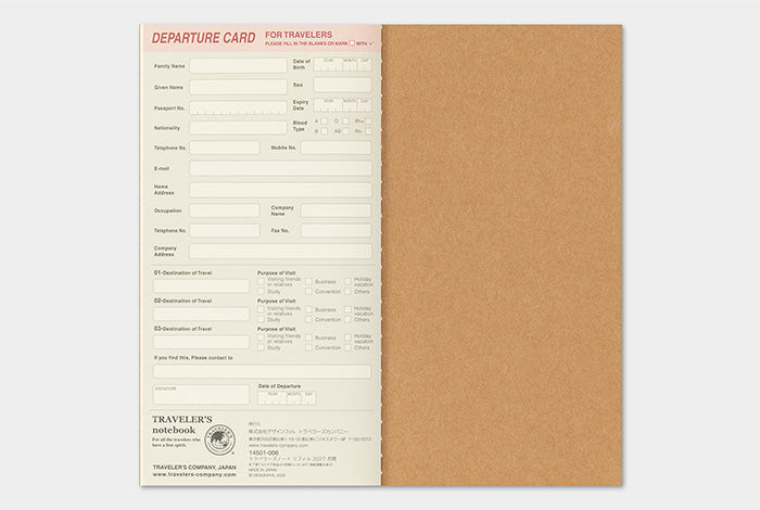 TRAVELER'S COMPANY Notebook Regular Refill - 2027 Weekly Vertical Diary