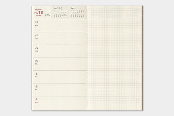 TRAVELER'S COMPANY Notebook Regular Refill - 2027 Weekly + Memo Diary