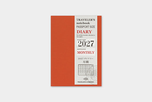 TRAVELER'S COMPANY Notebook Passport Refill - 2027 Monthly Diary