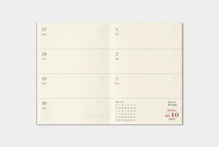 TRAVELER'S COMPANY Notebook Passport Refill - 2027 Weekly Diary