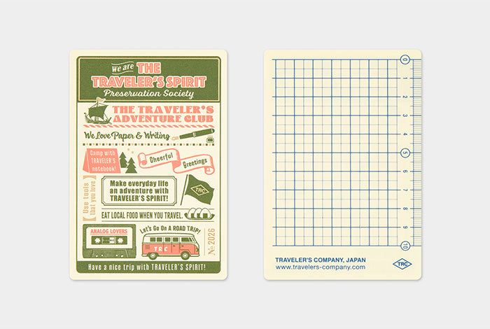 TRAVELER'S COMPANY Notebook Passport Insert 2026 - Backing Sheet