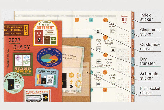 TRAVELER'S COMPANY Notebook Regular Insert 2027 - Sticker Set