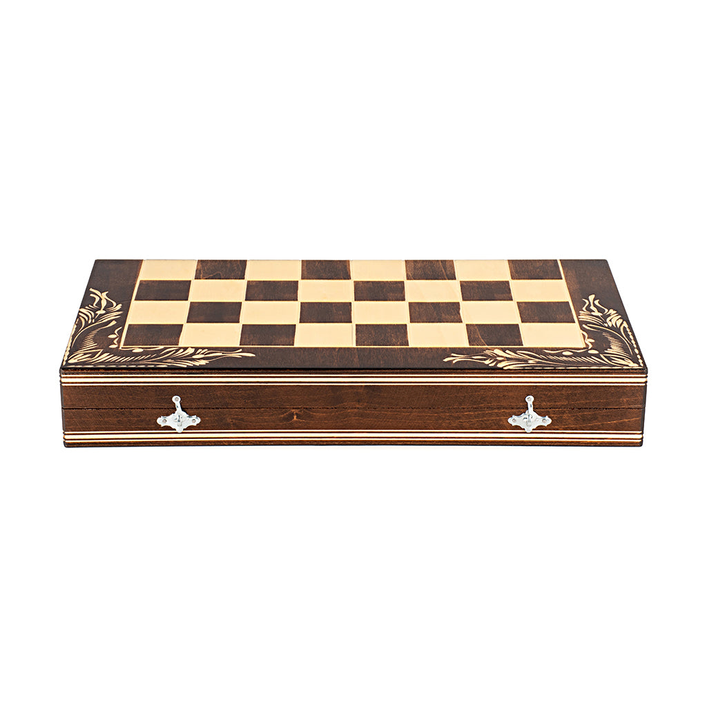 Chess Set - Brown Hand-Carved Set - 44 cm