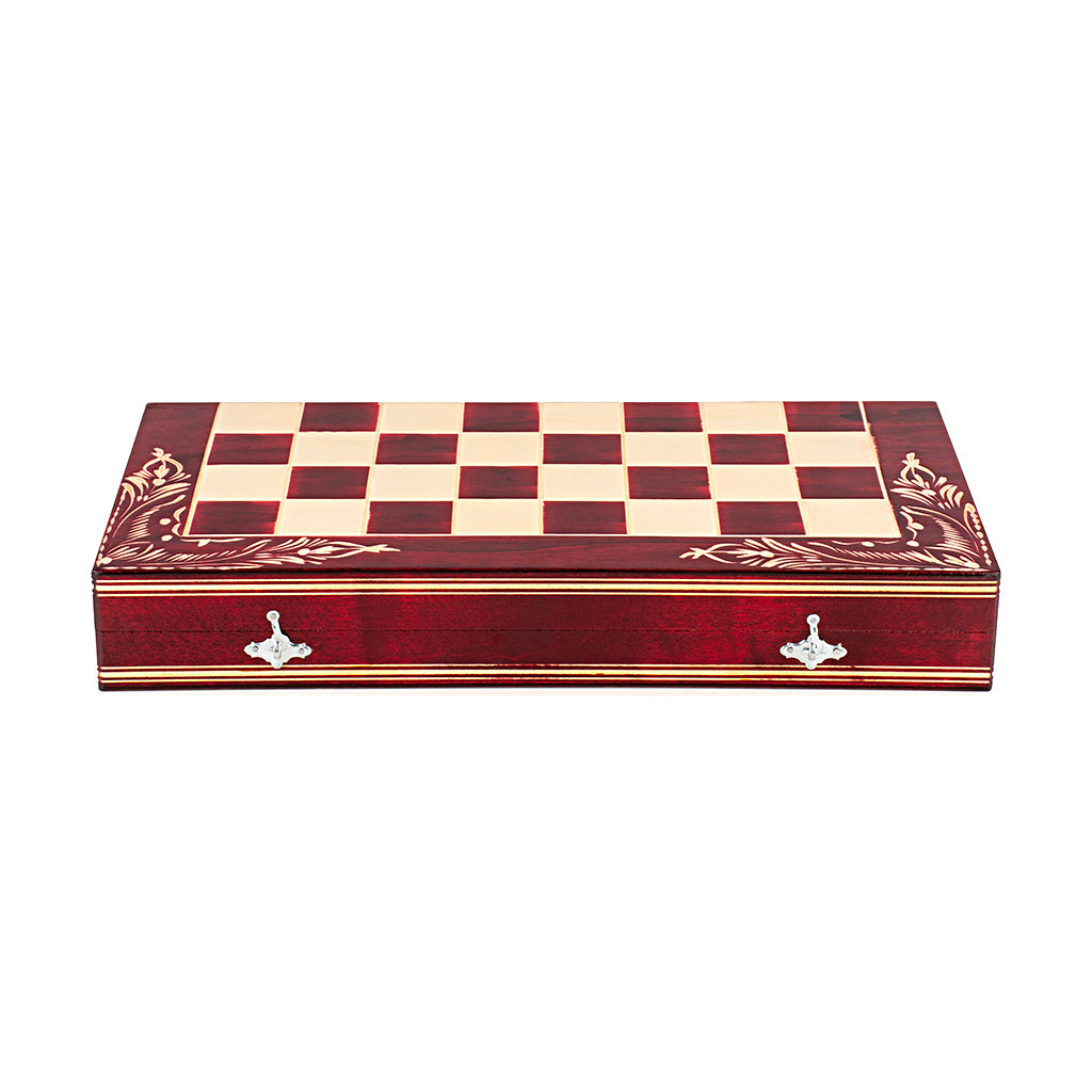 Chess Set - Red Hand-Carved Set - 44 cm
