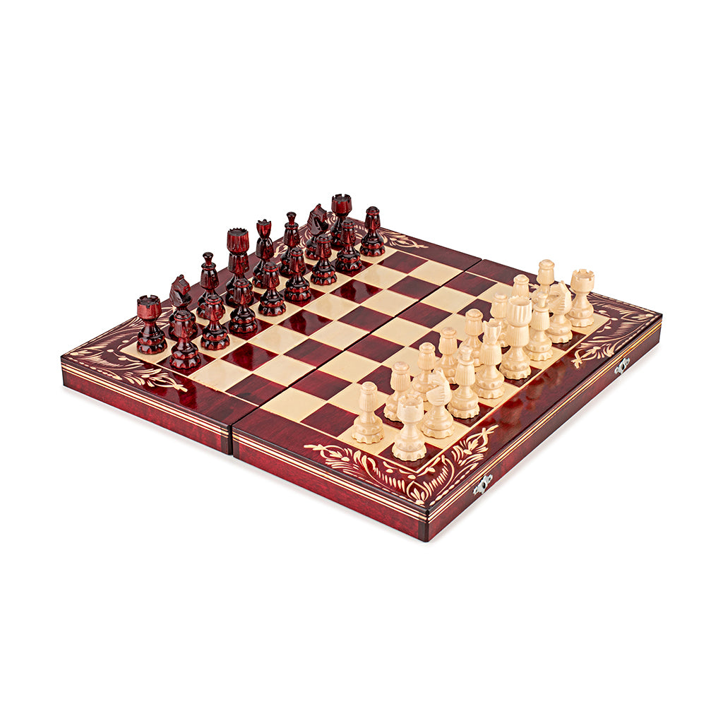 Chess Set - Red Hand-Carved Set - 44 cm