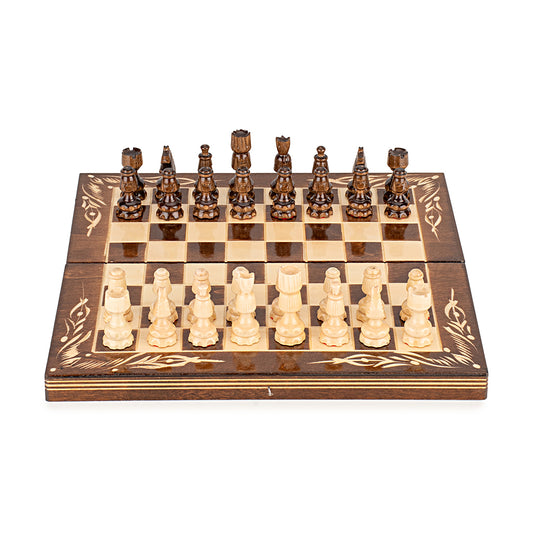 Chess Set - Brown Hand-Carved Set - 33 cm