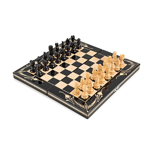 Chess Set - Black Hand-Carved Set - 33 cm