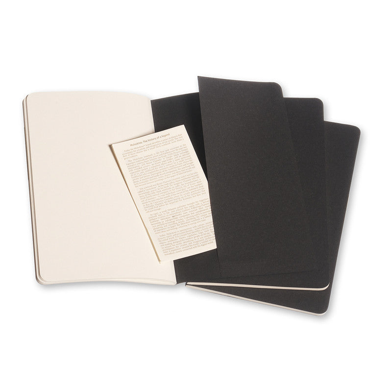 Moleskine - Cahier Notebook Set of 3 - Black Plain/Blank Large