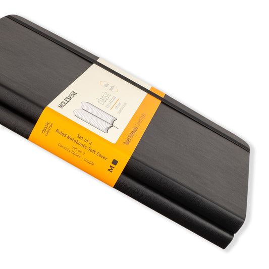 Moleskine - Classic Soft Cover Bundle of 2 - Black Ruled/Lined Large