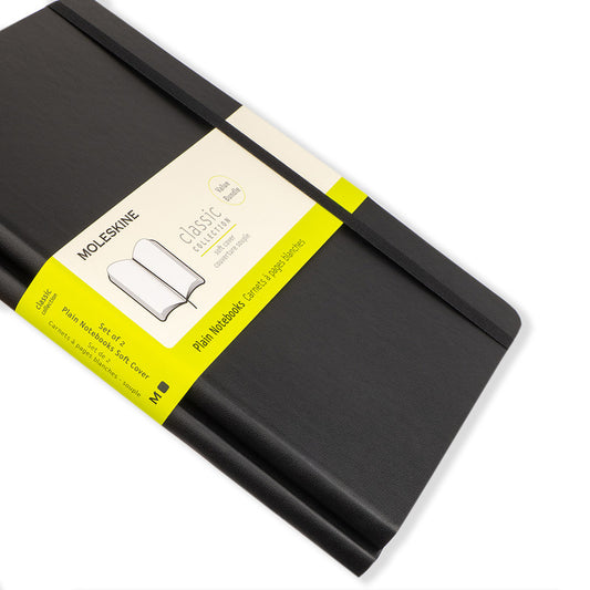 Moleskine - Classic Soft Cover Bundle of 2 - Black Plain/Blank Large